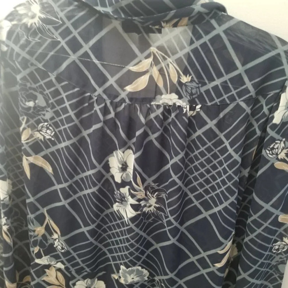 Modcloth Blue Floral Semi  Sheer Dress Belted XL - Picture 10 of 11